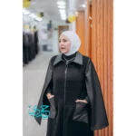 Flared Leather Sleeve Abaya
