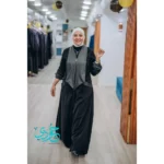 Leather collar abaya