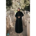 Leather waist abaya
