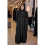 Silver Zipper Abaya