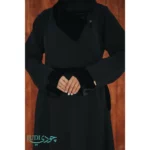 Velvet Collar Buttoned Abaya